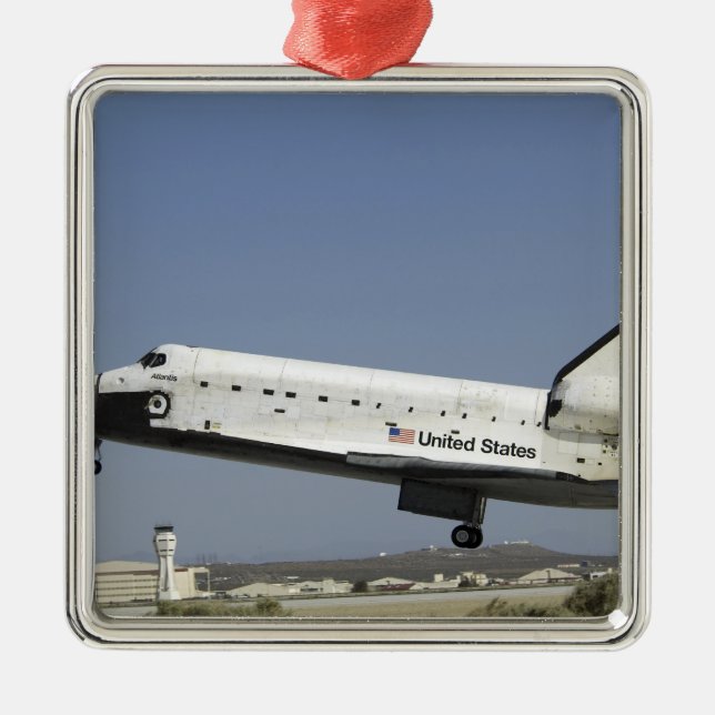 Space Shuttle Atlantis prepares for landing Metal Tree Decoration (Front)