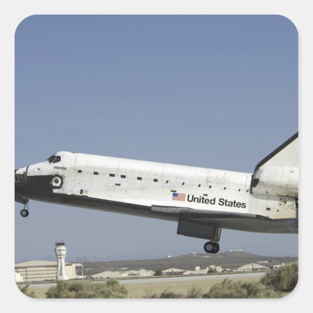 Space Shuttle Atlantis prepares for landing Square Sticker (Front)