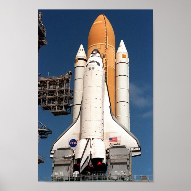 Space Shuttle Atlantis Prepares for Launch Poster (Front)