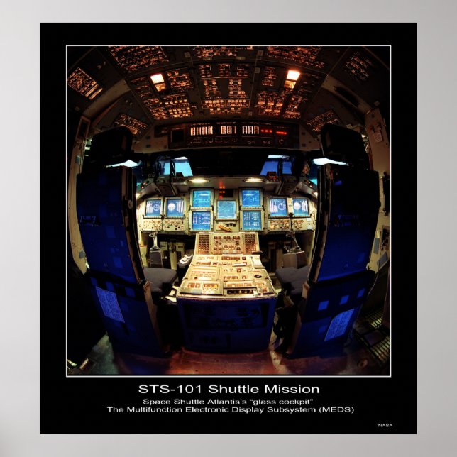 Space Shuttle Atlantis’s “glass cockpit" Poster (Front)