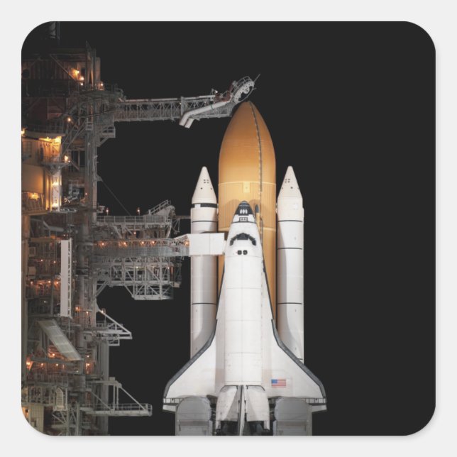 Space shuttle Atlantis sits ready Square Sticker (Front)