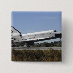 Space shuttle Atlantis touches down 15 Cm Square Badge