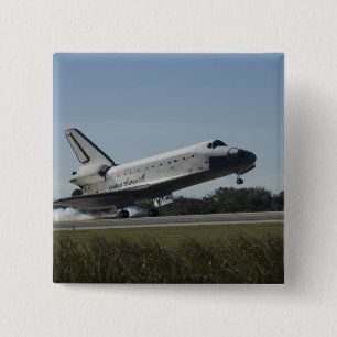 Space shuttle Atlantis touches down 2 15 Cm Square Badge