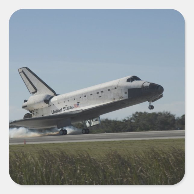 Space shuttle Atlantis touches down 2 Square Sticker (Front)