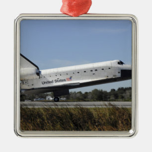 Space shuttle Atlantis touches down Metal Tree Decoration
