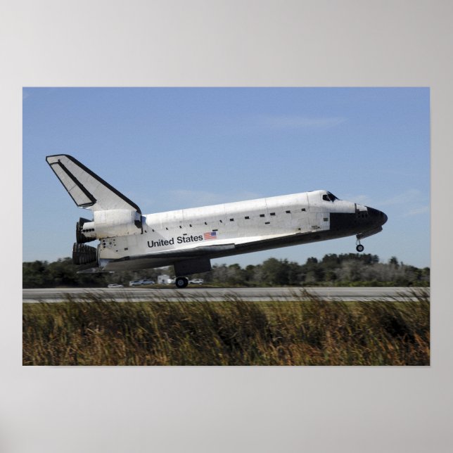Space shuttle Atlantis touches down Poster (Front)