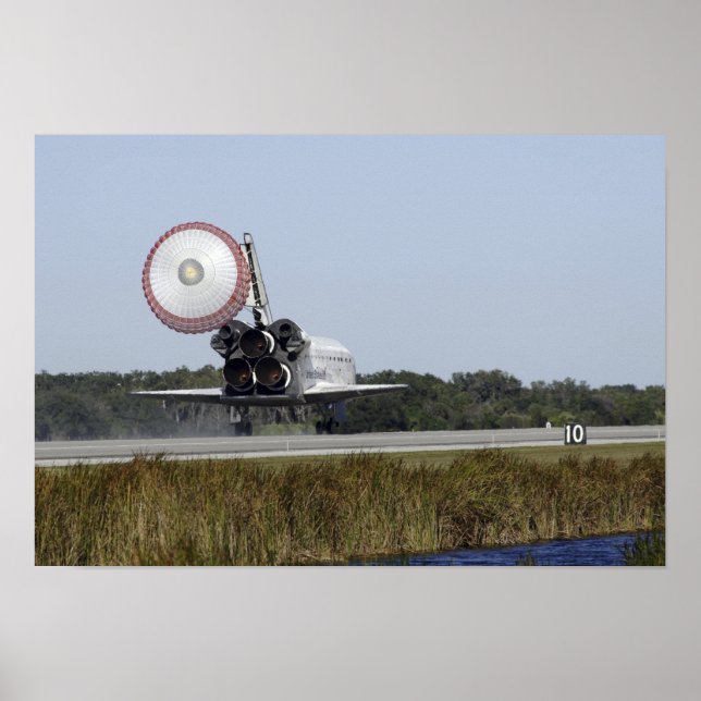 Space shuttle Atlantis unfurls its drag chute 2 Poster (Front)