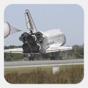 Space shuttle Atlantis unfurls its drag chute 2 Square Sticker