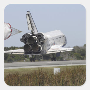 Space shuttle Atlantis unfurls its drag chute 2 Square Sticker