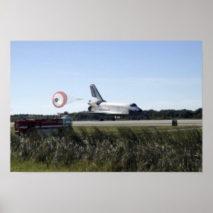 Space shuttle Atlantis unfurls its drag chute 3 Poster