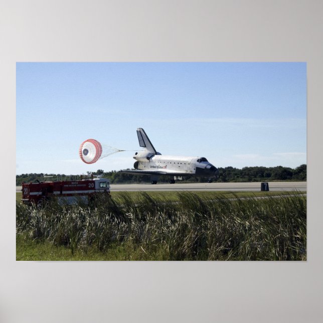 Space shuttle Atlantis unfurls its drag chute 3 Poster (Front)