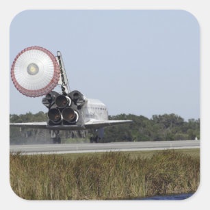 Space shuttle Atlantis unfurls its drag chute 3 Square Sticker