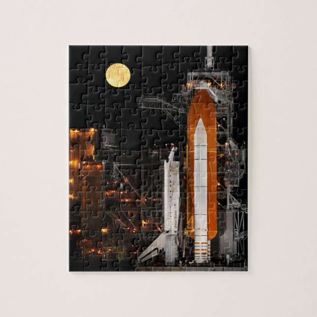 Space Shuttle Discovery and Moon Jigsaw Puzzle (Vertical)