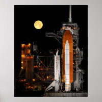 Space Shuttle Discovery and Moon