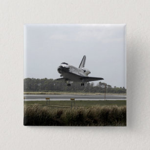 Space Shuttle Discovery approaches landing 15 Cm Square Badge