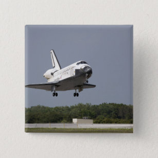 Space Shuttle Discovery approaches landing 2 15 Cm Square Badge
