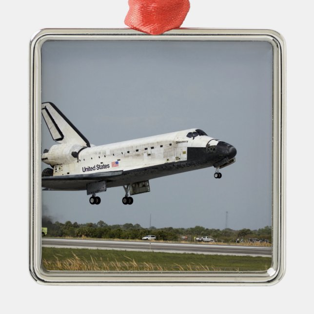 Space Shuttle Discovery approaches landing 3 Metal Ornament (Front)
