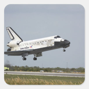 Space Shuttle Discovery approaches landing 3 Square Sticker