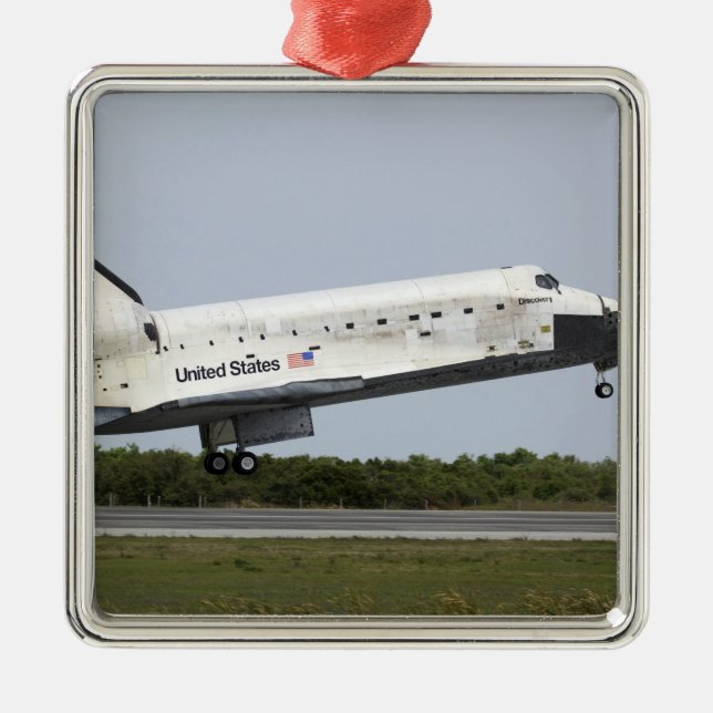 Space Shuttle Discovery approaches landing 4 Metal Ornament (Front)