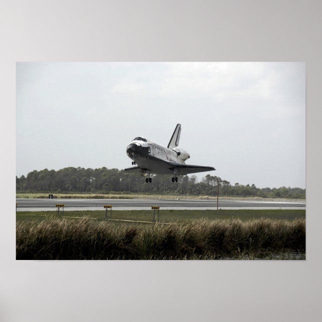 Space Shuttle Discovery approaches landing Poster (Front)