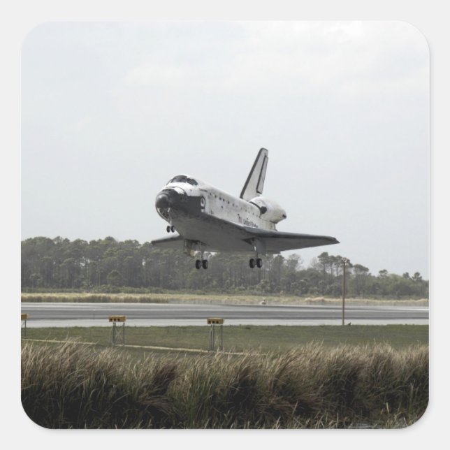 Space Shuttle Discovery approaches landing Square Sticker (Front)