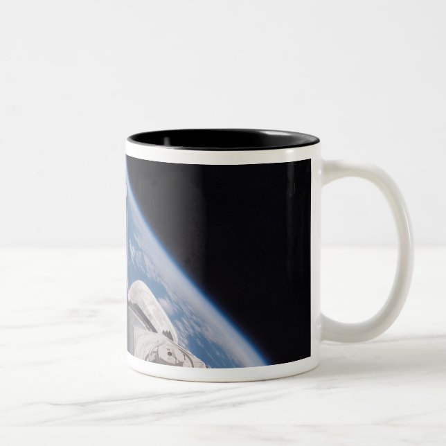 Space Shuttle Discovery backdropped by Earth Two-Tone Coffee Mug (Right)