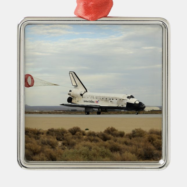 Space Shuttle Discovery deploys its drag chute Metal Ornament (Front)