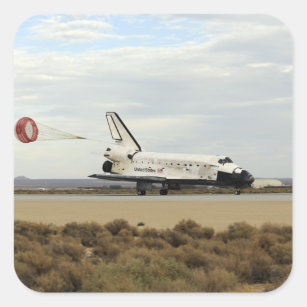 Space Shuttle Discovery deploys its drag chute Square Sticker