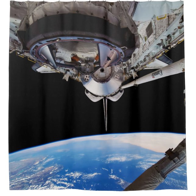 Space Shuttle Discovery In Earth Orbit Shower Curtain (Front)