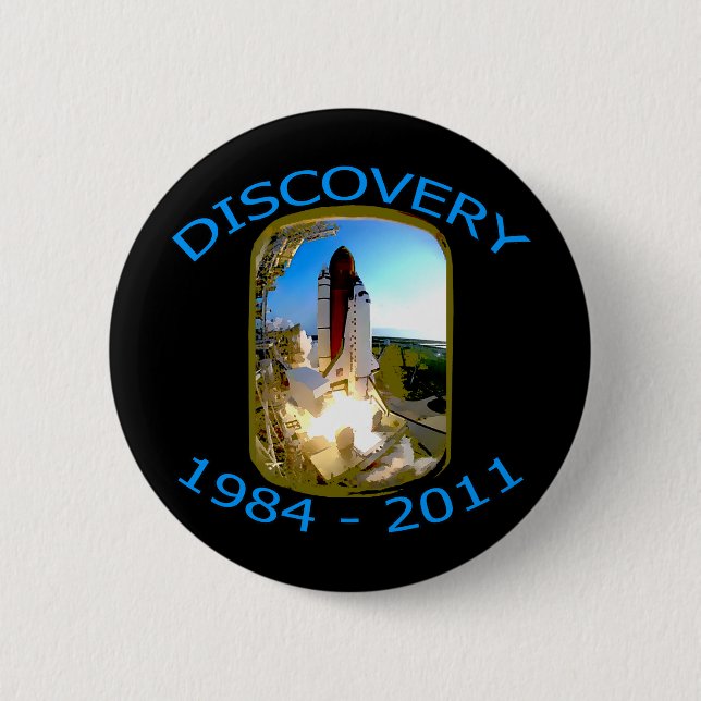 Space Shuttle Discovery Launch 6 Cm Round Badge (Front)