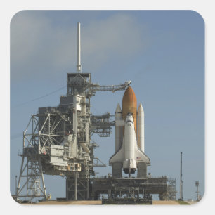 Space Shuttle Discovery sits ready 2 Square Sticker