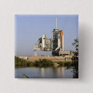 Space Shuttle Discovery sits ready 3 15 Cm Square Badge