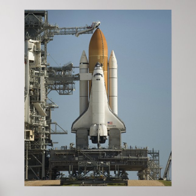 Space Shuttle Discovery sits ready Poster (Front)
