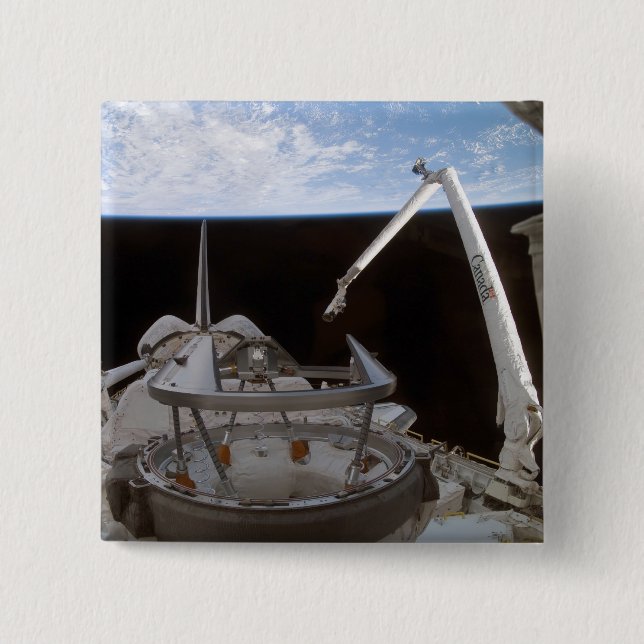 Space Shuttle Discovery's payload bay 2 15 Cm Square Badge (Front)