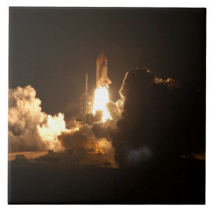 Space Shuttle Earth Orbital Spacecraft Night Canva Ceramic Tile