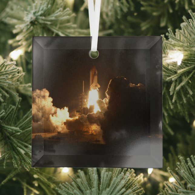 Space Shuttle Earth Orbital Spacecraft Night Canva Glass Tree Decoration (Insitu)