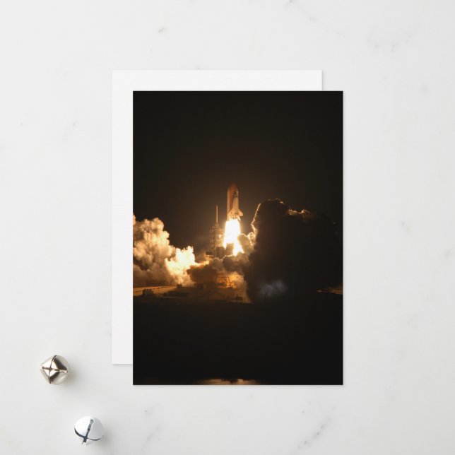 Space Shuttle Earth Orbital Spacecraft Night Canva Holiday Card (Front/Back In Situ)