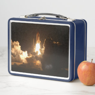 Space Shuttle Earth Orbital Spacecraft Night Canva Metal Lunch Box