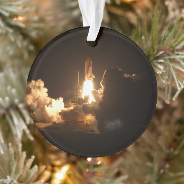 Space Shuttle Earth Orbital Spacecraft Night Canva Ornament (Tree)