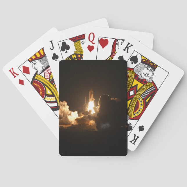 Space Shuttle Earth Orbital Spacecraft Night Canva Playing Cards (Back)