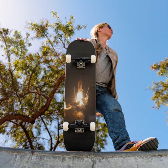 Space Shuttle Earth Orbital Spacecraft Night Canva Skateboard (Outdoor 1)