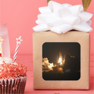 Space Shuttle Earth Orbital Spacecraft Night Canva Square Sticker