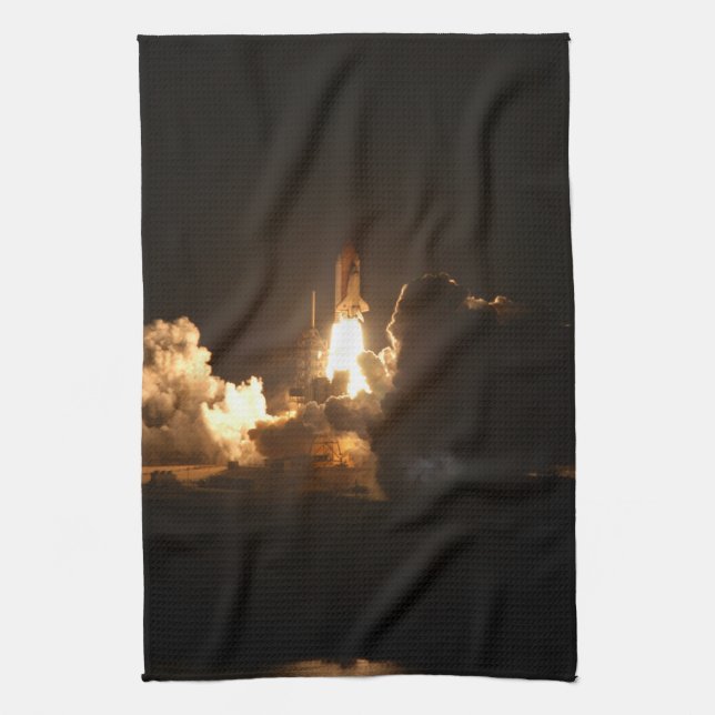 Space Shuttle Earth Orbital Spacecraft Night Canva Tea Towel (Vertical)
