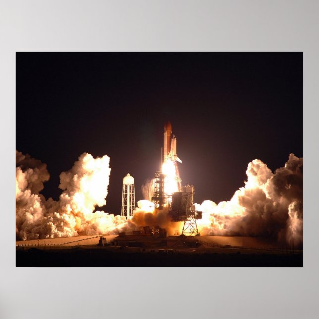 Space Shuttle Endeavor night lift-off Poster (Front)
