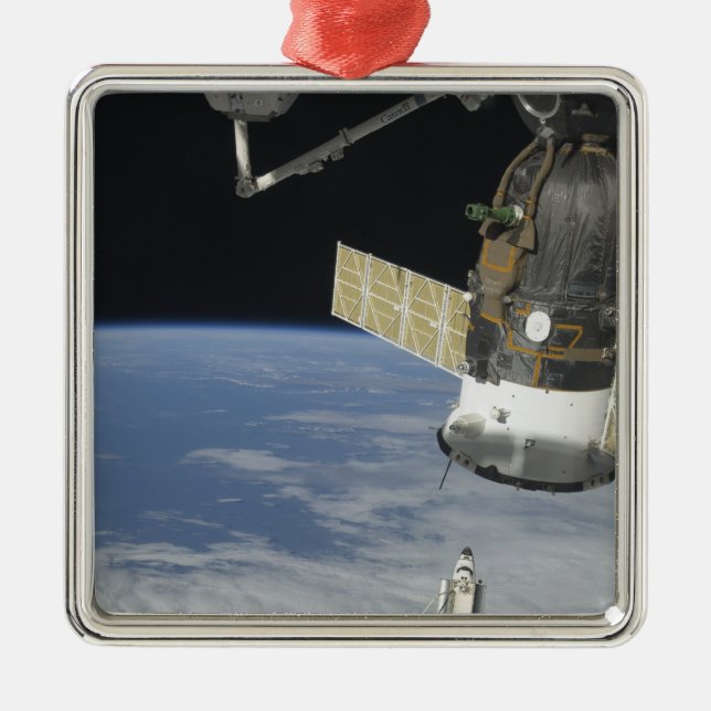 Space shuttle Endeavour, a Soyuz spacecraft Metal Ornament (Front)