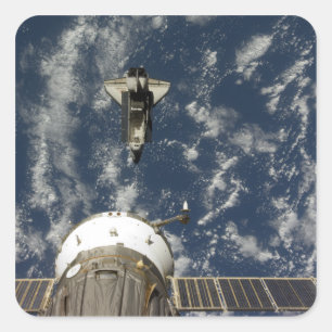 Space Shuttle Endeavour and a Soyuz spacecraft Square Sticker