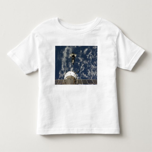 Space Shuttle Endeavour and a Soyuz spacecraft Toddler T-Shirt (Front)