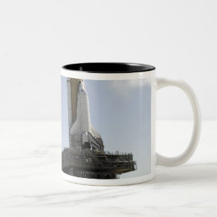 Space Shuttle Endeavour approaches the launch p Two-Tone Coffee Mug