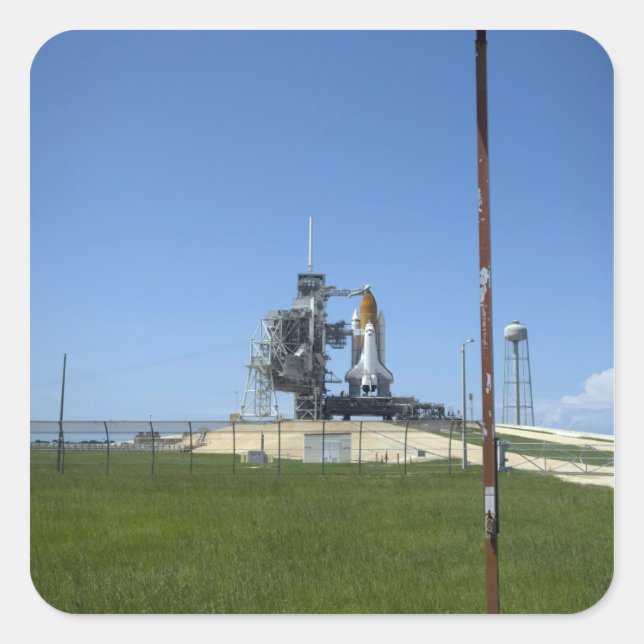 Space shuttle Endeavour is framed by a windsock Square Sticker (Front)