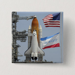 Space Shuttle Endeavour on the launch pad 3 15 Cm Square Badge